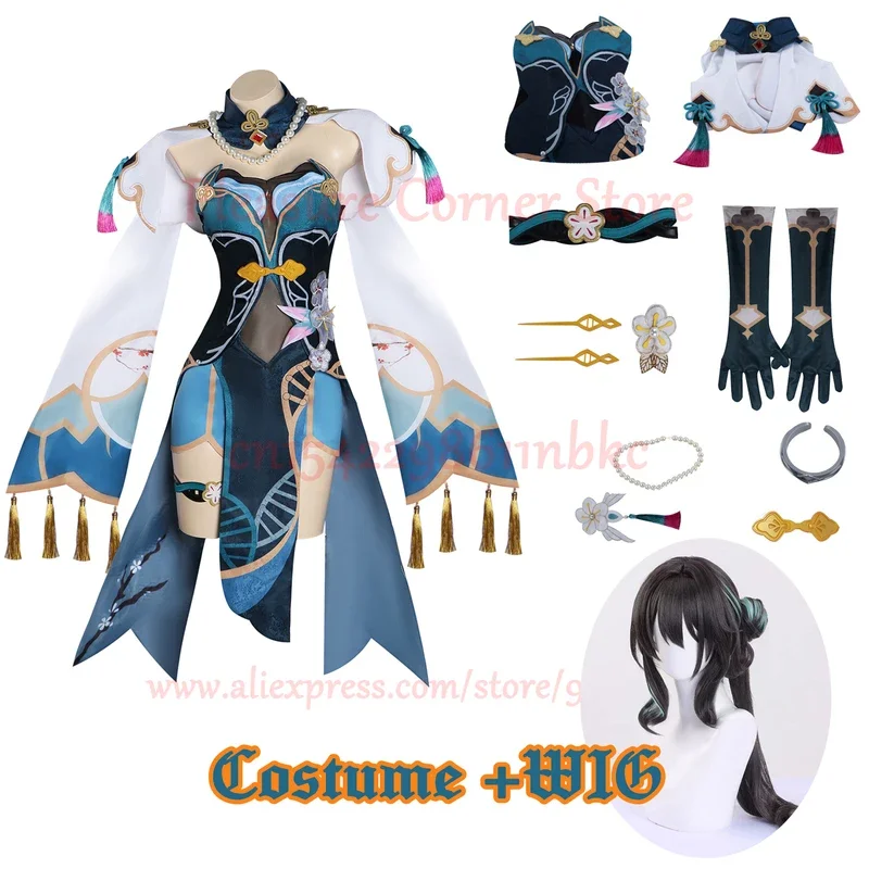 أزياء هونكاي ستار رايل روان مي التأثيرية مجموعة كاملة من فستان RuanMei التأثيري زي موحد أحذية Ruan Mei شعر مستعار كوسبلاي الدعامة #6