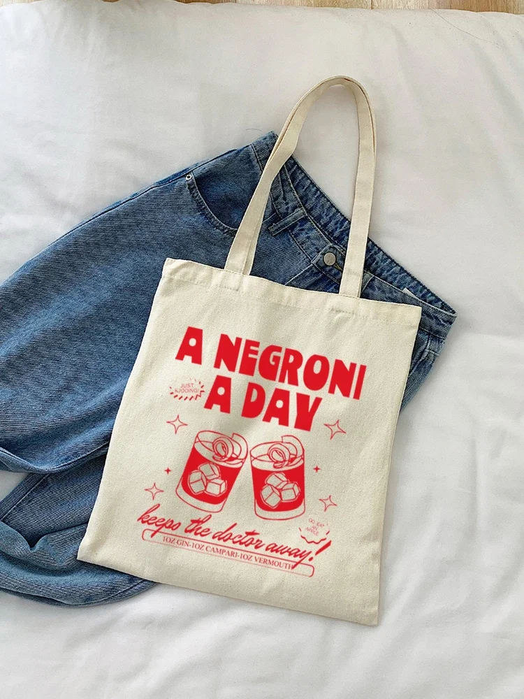 1pc Vintage Negroni Tote Bag Shopping Bag Carrier Bag Vintage Casual Canvas Shoulder Bag Perfect For Outdoors Travel Gift