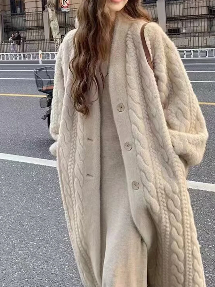 New Fall Women's Clothing European and American Style French Embossed Fur Lazy Long Fur Coat Windbreaker