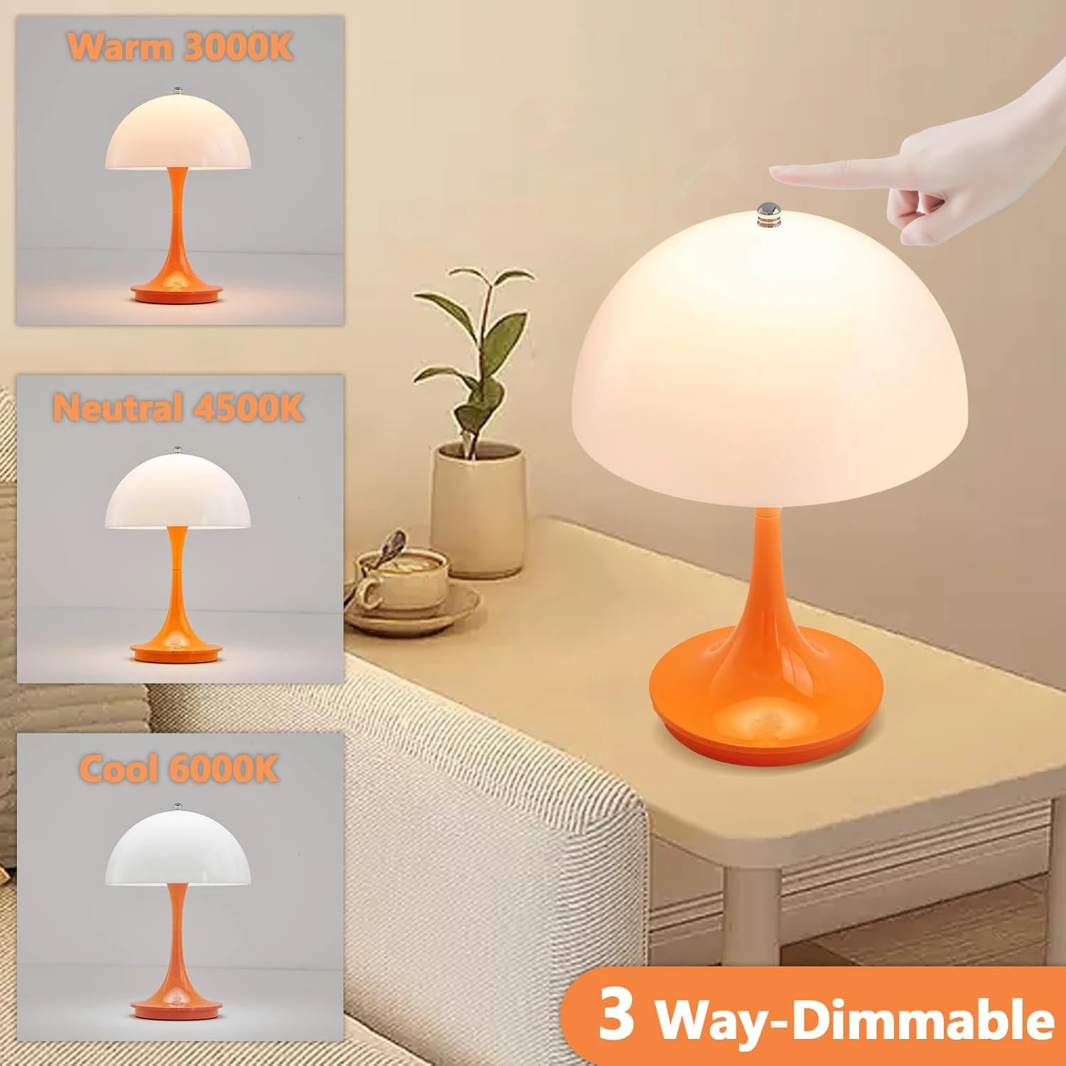 Mushroom LED Table Lamp Rechargeable USB Charging Flower Bud Touch Night Light Mood Desk Lamp for Bedside Hotel Bar Coffee Decor