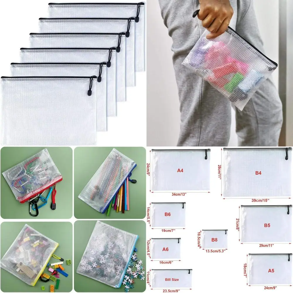 

-A3(12.5"x 17.5"), Mesh Zipper Pouch Document Folders Bag Plastic Zip File Folders for School Office Supplies, Travel, Organizin