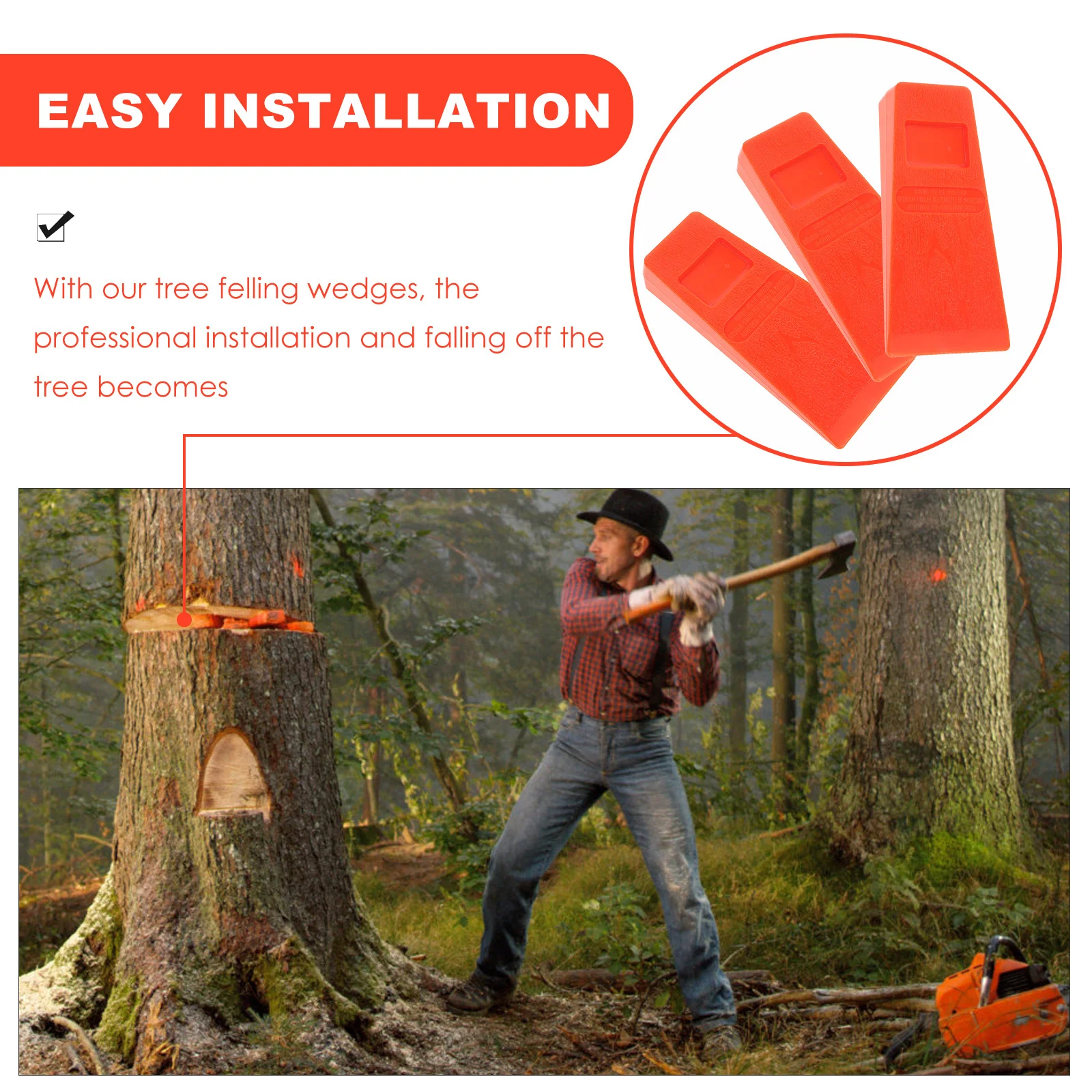 

3Pcs Tree Felling Wedges Professional Plastic Chock Engraved Surface Logging Tool for Efficient Tree Cutting Felling Wedge