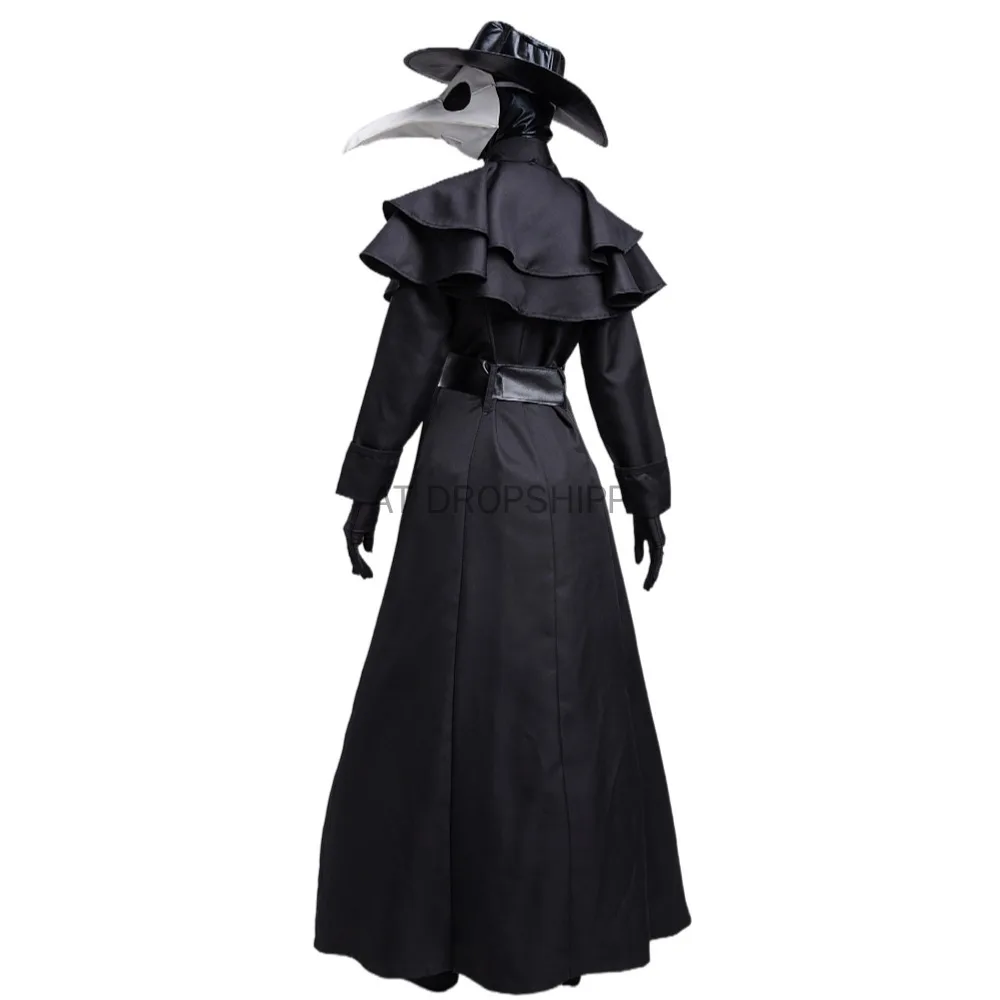 Halloween Medieval Women Plague Doctor costume Horror Mask for Men Monk Cosplay Steampunk Priest Wizard Cloak Cape 5XL