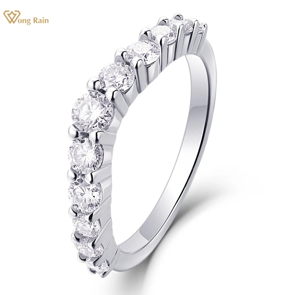 

Wong Rain 100% 925 Sterling Silver 3EX VVS1 D Color Round Cut Real Moissanite Diamond Row Ring Jewelry Wedding Band Wholesale