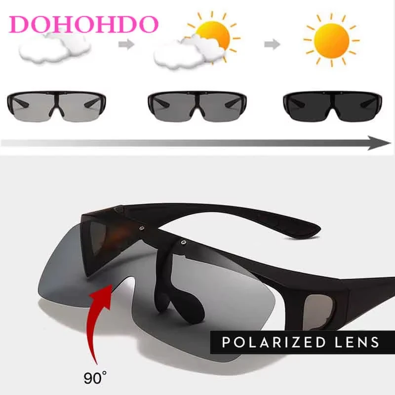 

Clip-on Flip-up Lens Photochromic Outdoor Sport Polarized Sunglasses Men Women Driving Fishing Anti-Glare Goggles Lentes UV400