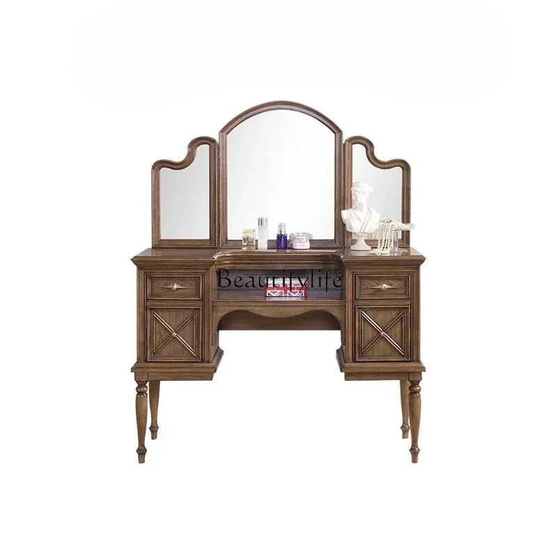

Simple American Style Solid Wood Dressing Table European Style Home Bedroom Makeup Table Nordic Light Luxurylx