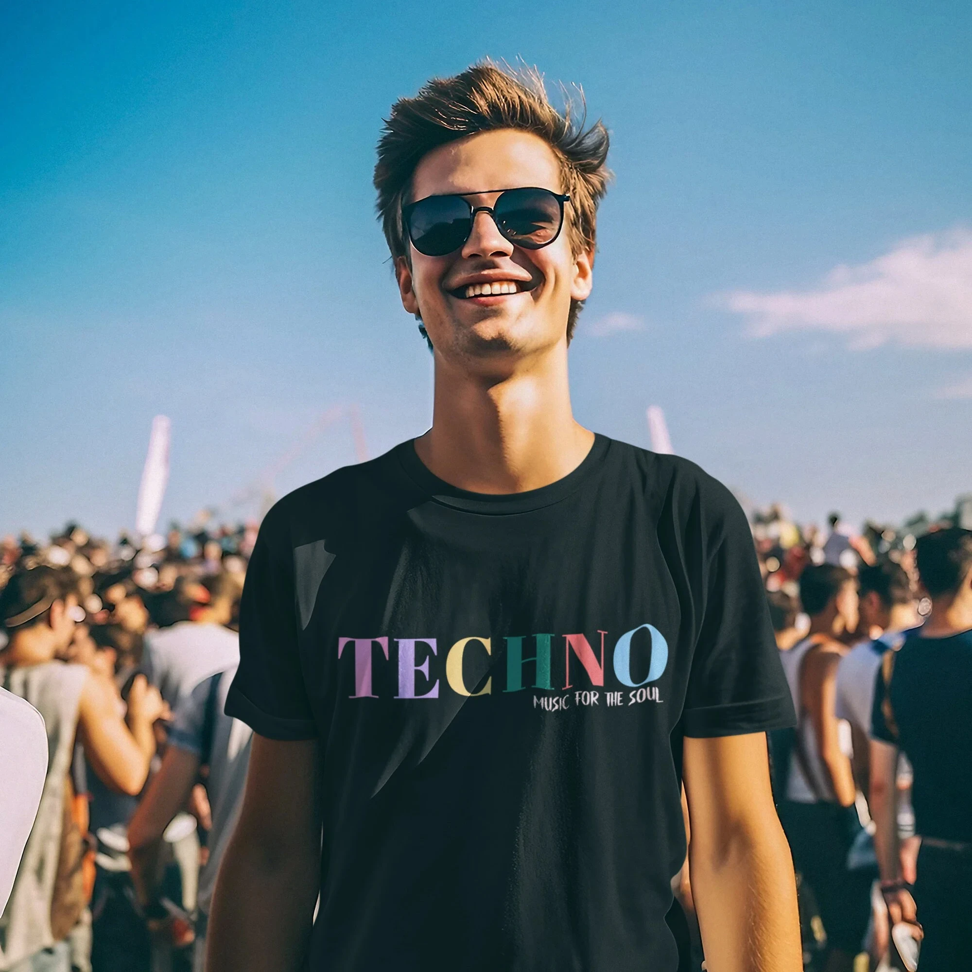 Spring / Summer Men's Fashion Trend T-Shirt - High Quality Comfortable and Casual Techno Music T-Shirt, Raver Festival Tee
