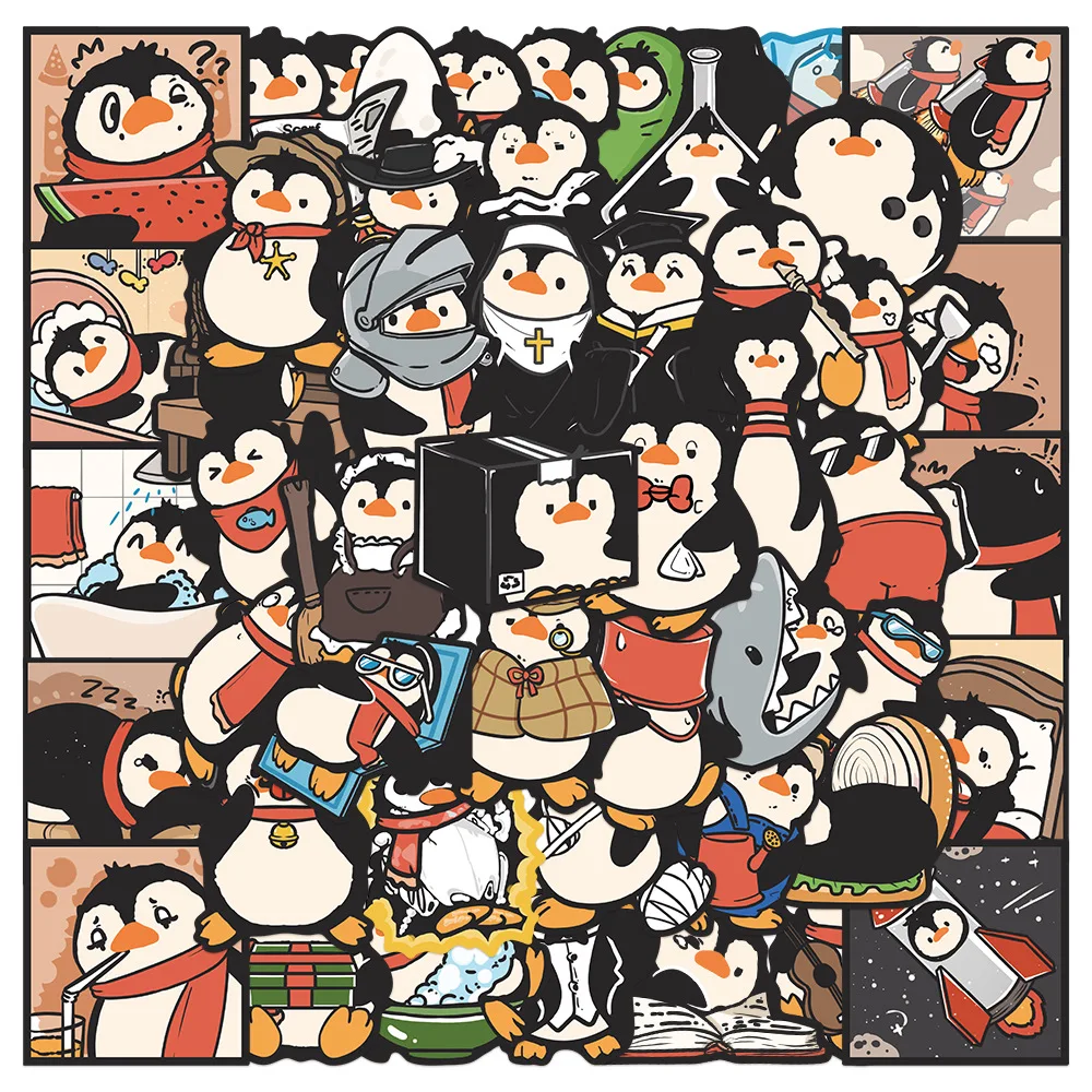 50pcs Penguin Stickers For Laptops Hand Books Phone Cases Insulated Cups Decorative Waterproof Stickers Birthday Gifts