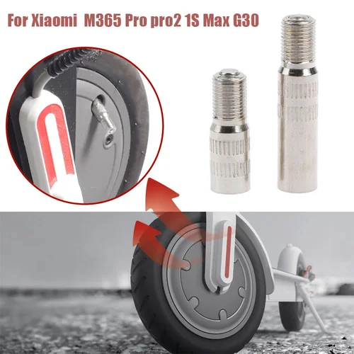 Imagen 2 del producto Boquilla de aire inflable para patinete Xiaomi MI 3 M365 Pro pro2 1S, Motor de rueda delantera, válvula de aire de extensión inflable de 25/39mm