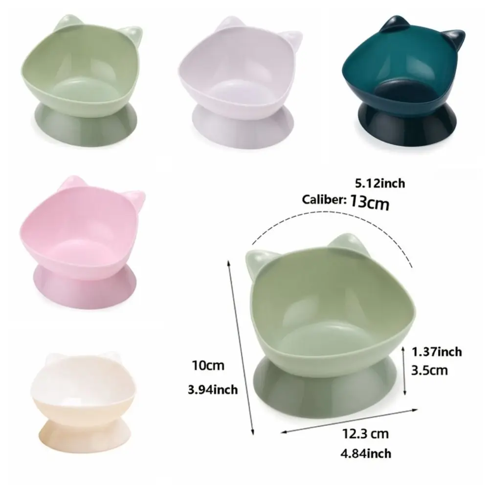 Cat Shape Pet Food Bowl Large Capacity Non-slip Plastic Feeding Plate Simple Raised Food Dispenser Cartoon Pets Supplies