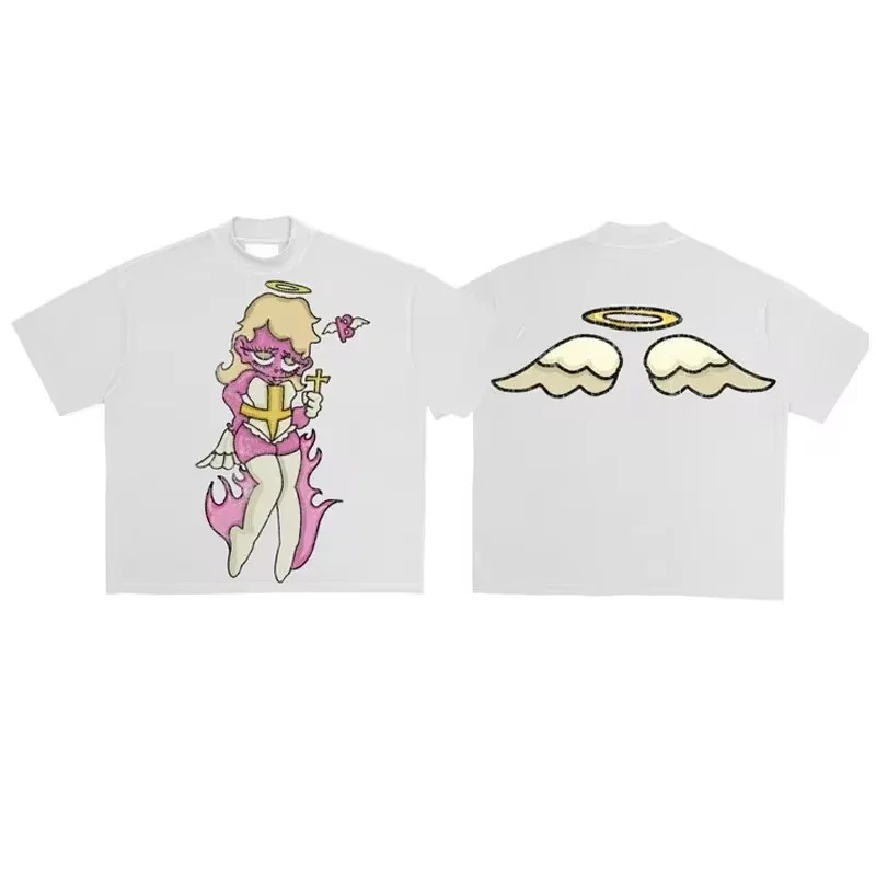 

Y2KT T-shirt Men's and Women's Summer Fashion High Quality Vintage Hip Hop Graffiti Graphic Printed Streetwear Cross-dressing