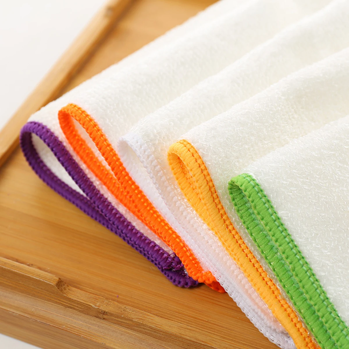 

25X25CM Microfiber Dish Cleaning Cloth Double Thicken Non-stick Dish Towels Kitchen Cleaning Cloth (White)