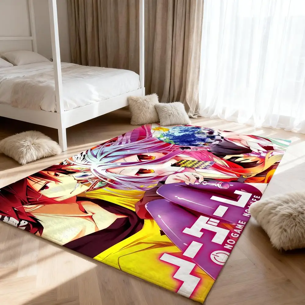 

No G-Game No Lifes anime Floor Mat Soft Thickened Absorbent Non-Slip Bedroom Living Room Door Mat Home Decor Flannel Rugs