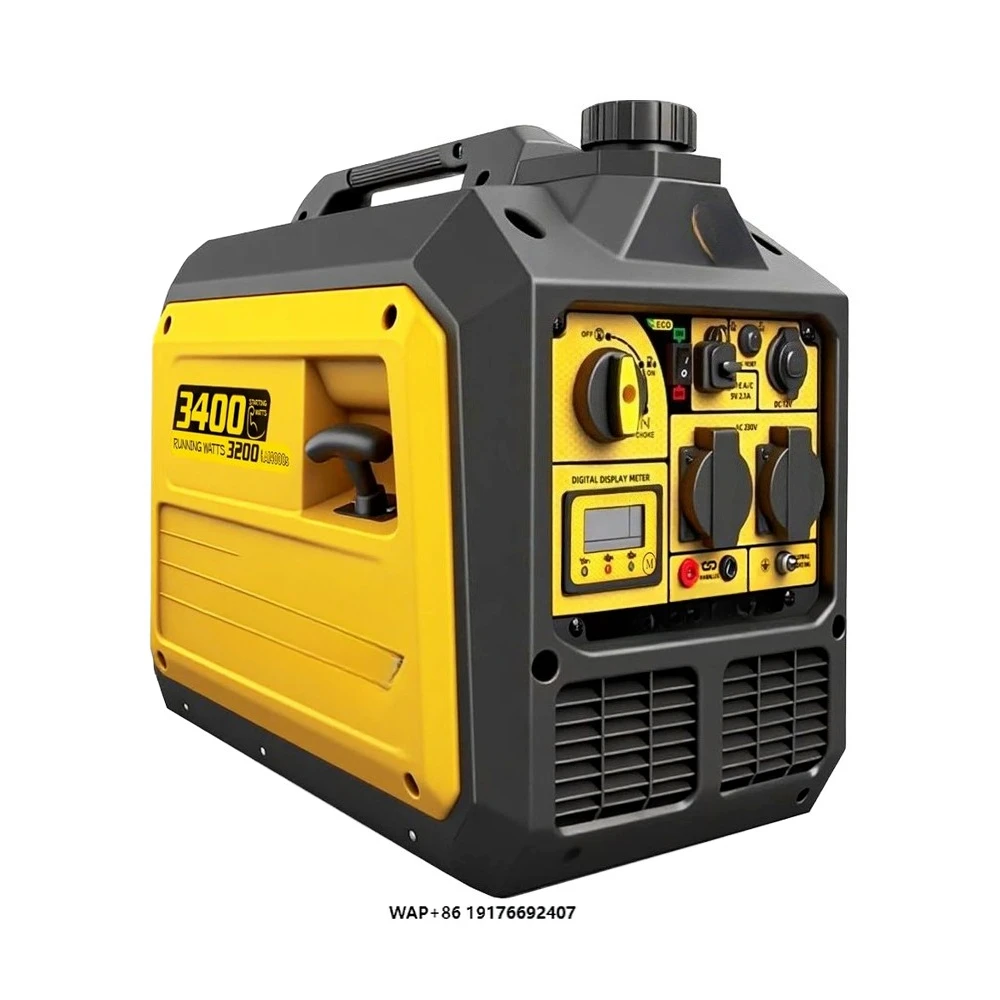 Aceup Energy 3400 Watt Silent Portable Inverter Generator Petrol Powered CE Certified for Home Camping RV EURO-V Air-Cooled