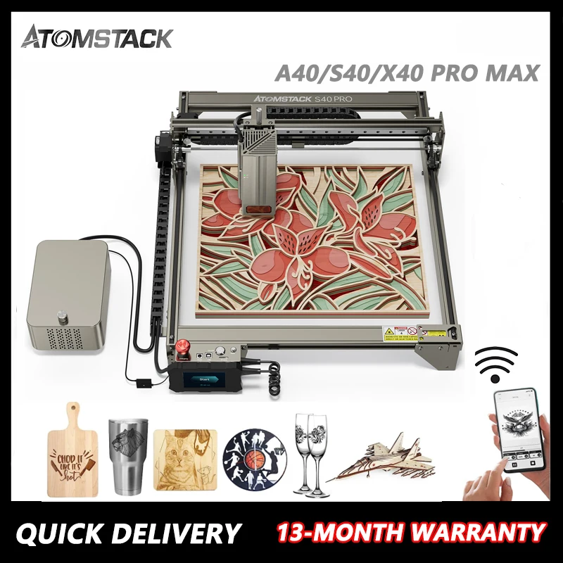 

ATOMSTACK A40 S40 X40 Pro Max 210W Laser Engraving Cutting Machine Power Adjustment With Air Assist CNC Router Machines