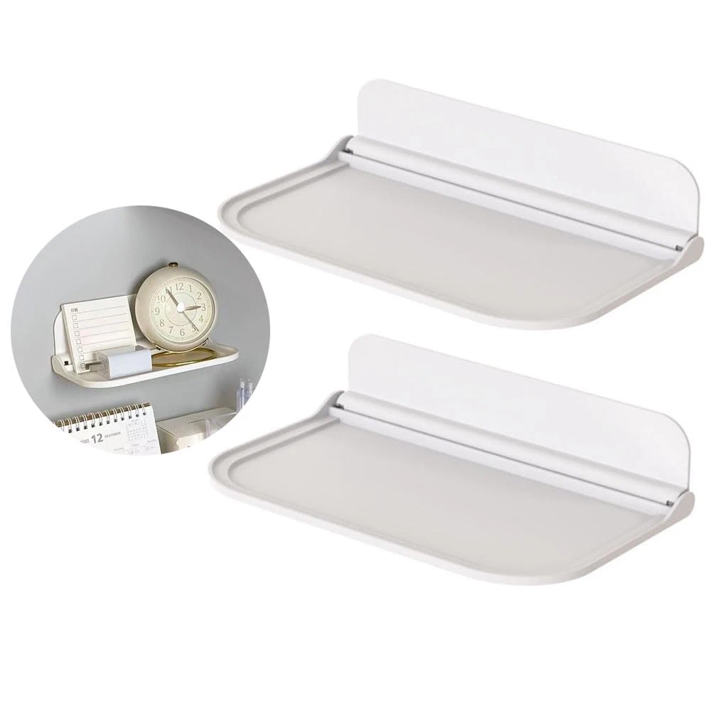 Klappbares Wandregal Platzsparendes Faltbares Aufbewahrungsregal Bohrfreier Telefonhalter WLAN-Router-Ablage Badezimmer-Organizer