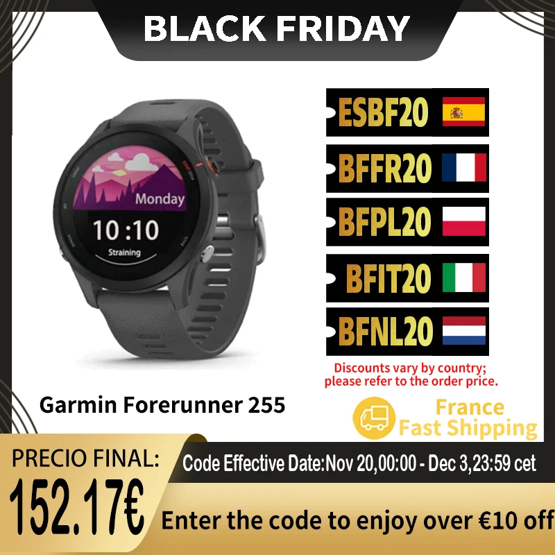 Garmin Forerunner 255 sport Smartwatch 46mm 1.3 ''écran couleur 14 jours d'autonomie de la batterie 4GB RAM NFC Bluetooth Wifi 5ATM étanche Garmin Forerunner 255 sport Smartwatch 46mm 1.3 ''écran couleur 14 jours d'autonomie de la batterie 4GB RAM NFC Bluetooth Wifi 5ATM étanche