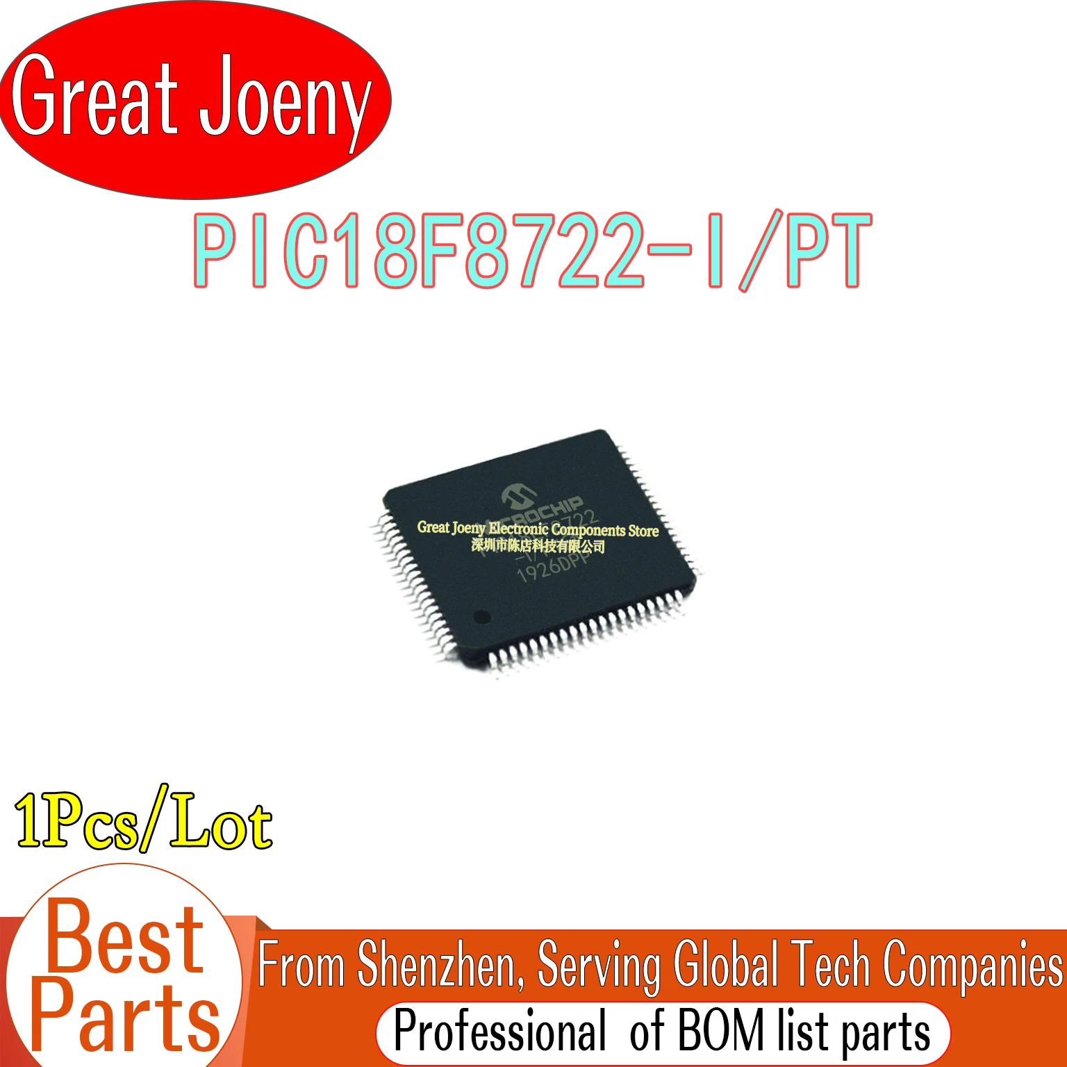 

100% New PIC18F8722 PIC18F8722-I/PT IC MCU Chipset TQFP-80