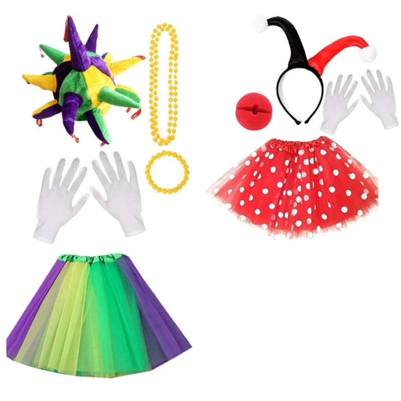 

Clown Costume Accessories Clown Hat Clown Nose Clown Headband Skirt and Glove