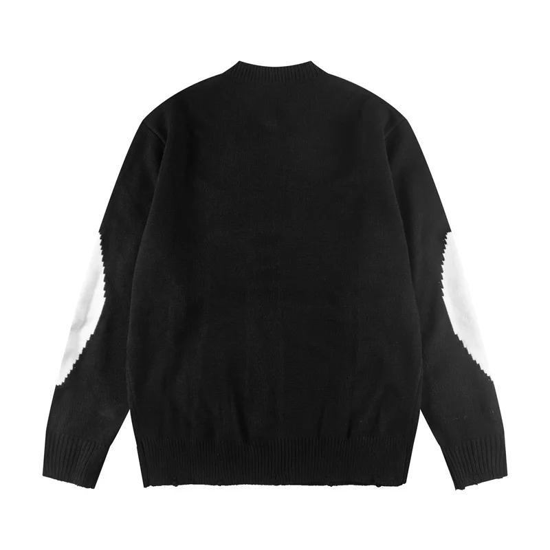 New Handmade Distressed Hole Design Sweater Men Women High Quality Knitted Pullover Sweater