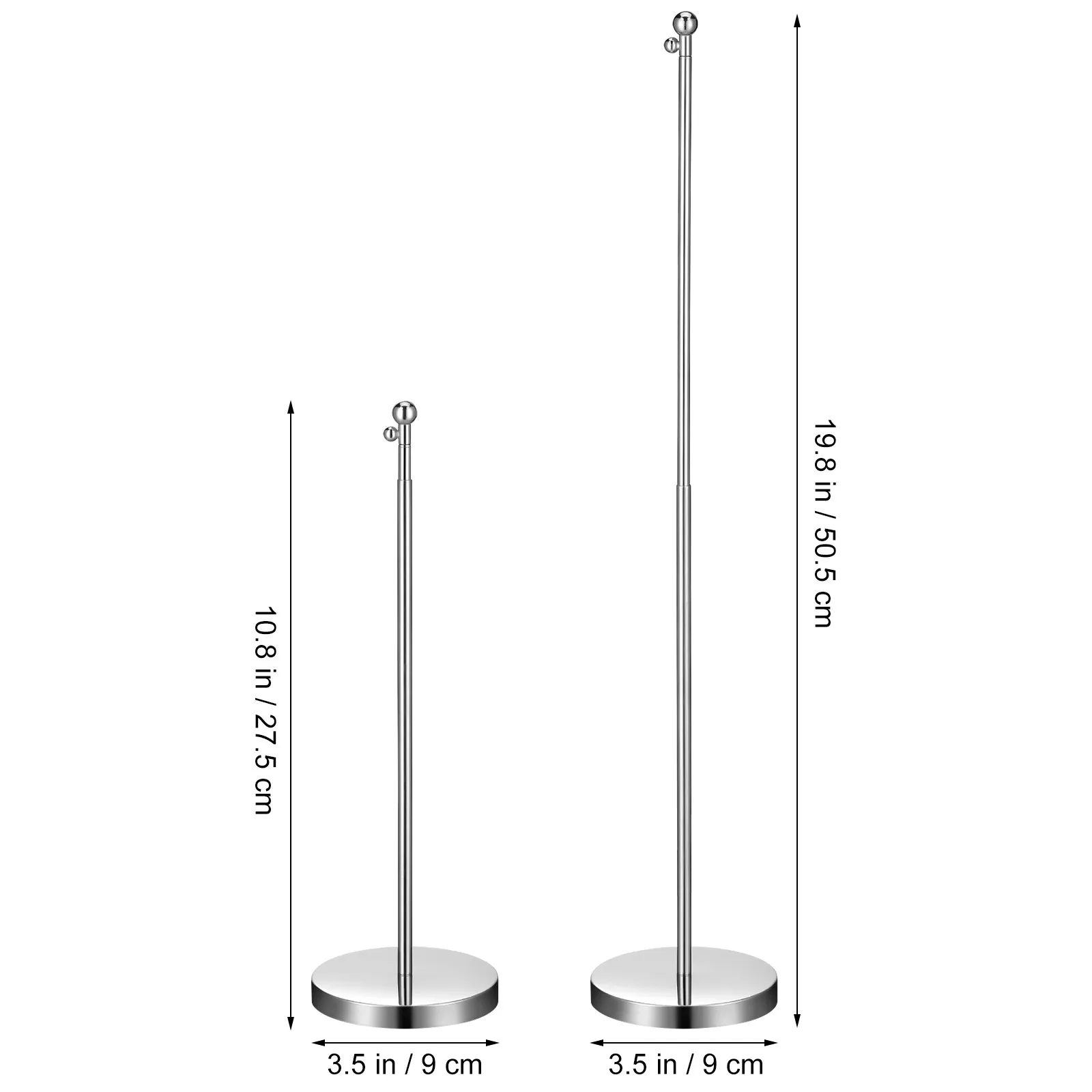 Household Telescopic Flag Holder Stainless Steel 10.8 Inch Desktop Flag Base Strong Wear-Resistant Office Accessory Decor