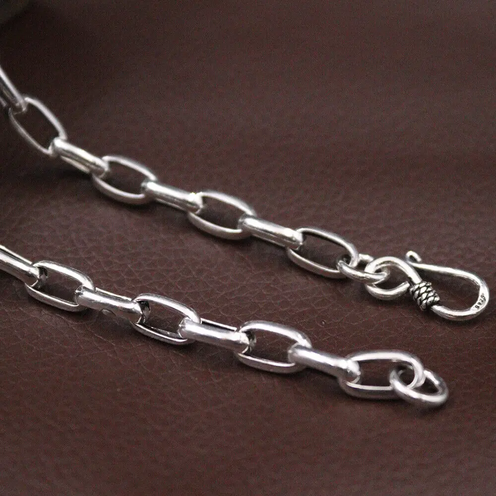 

Real 925 Sterling Silver 6mm Oval Link Chain Necklace 21.6inch L