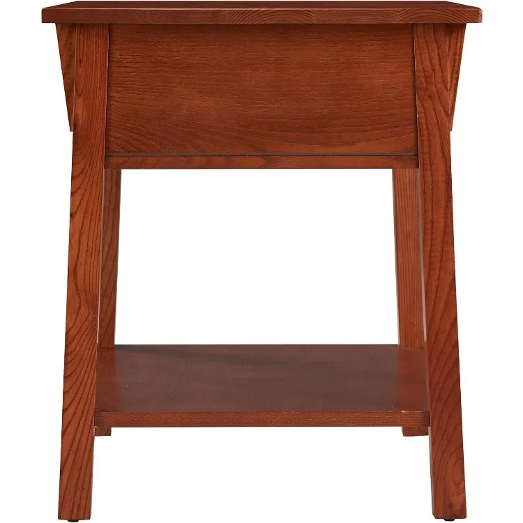 9066-SC Mission End Table with Locking Secret Compartment Made with Solid Wood, for Living Rooms, Russet Finish Side Table