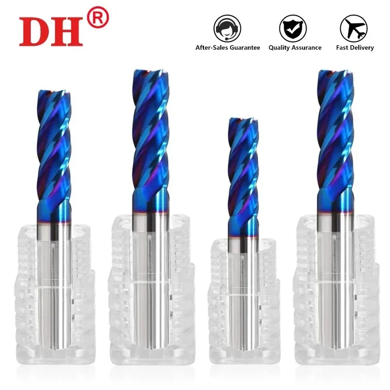 

HRC65 blue nanocoated end milling cutter with 4slot tungsten steel hard alloy CNC machine tool for machining flat end mills tool