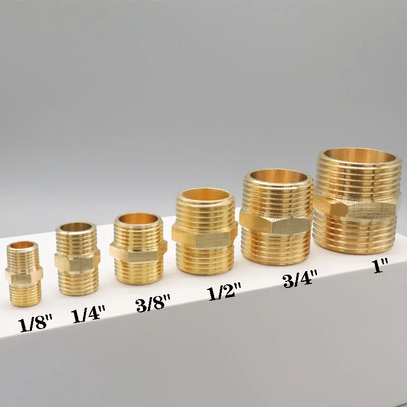 Brass Pneumatic Wire Coupling Hex Nipples Pipe Fittings 1/8' 1/4' 3/8' 1/2' 3/4' 1' BSP Male Thread Quick Adapter Connectors
