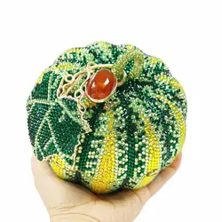 Tomato Heirloom Luxury Rhinestone Pumpkin Novelty Evening Bags Green Hallowmas Purse for Prom Clutch Bags Dinner Bags sm268