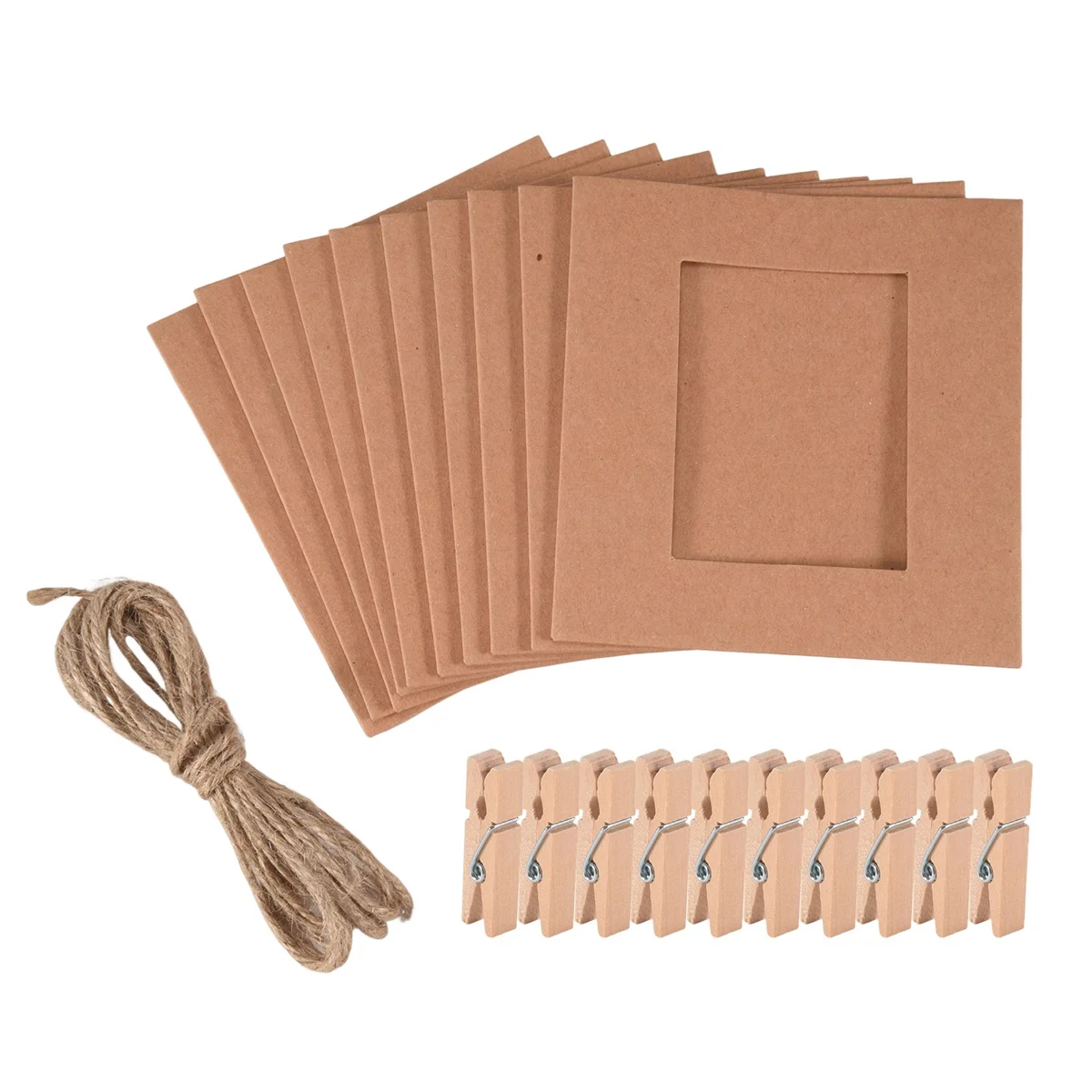 MALL 10 Pçs/set Papel Foto DIY Imagem de Parede Pendurada Moldura Álbum Corda Clipe Conjunto Decoração de Casa 3 polegadas Marrom