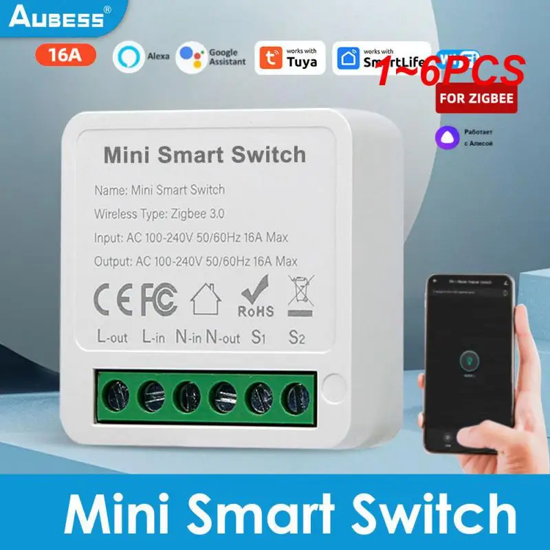 

1~6PCS 3.0 Smart Wifi Switch 16A Mini Smart Switch 2 Way Control Relay Tuya Smart Life Control Smart Home For Alexa Alice