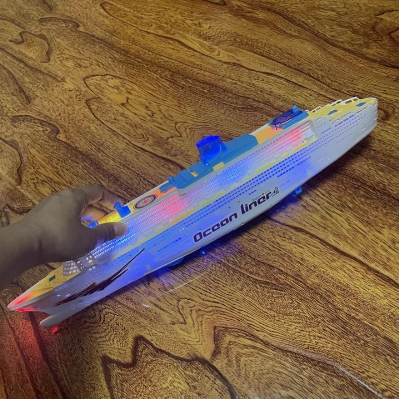 

Electronic luxury cruise ship Universal rotation music light Boat desktop model ornaments colorful flash ocean line Gift Toy