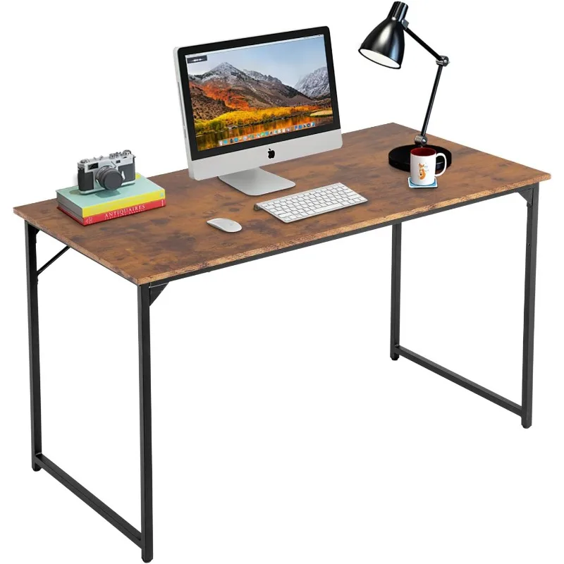 Computer Desk,47.2 inches Home Office Desk Writing Study Table Modern Simple Style PC with Metal Frame，Brown