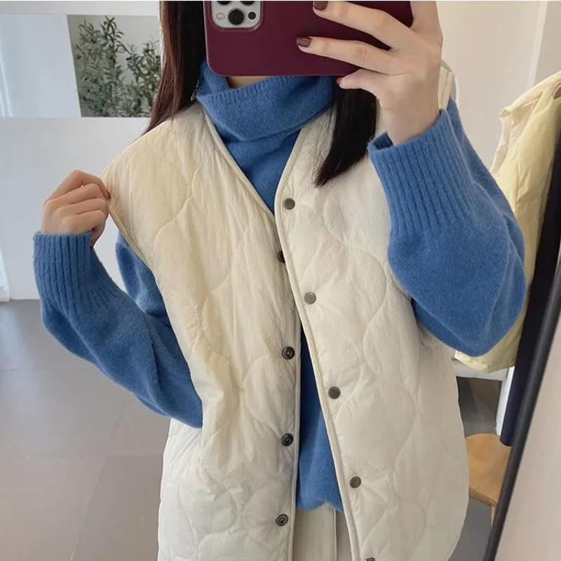 Lambswool Vests Spring Autumn Two Sides Wear Solid Loose All-match Soft Sleeveless Outerwear Stylish Casual Simple Korean Style