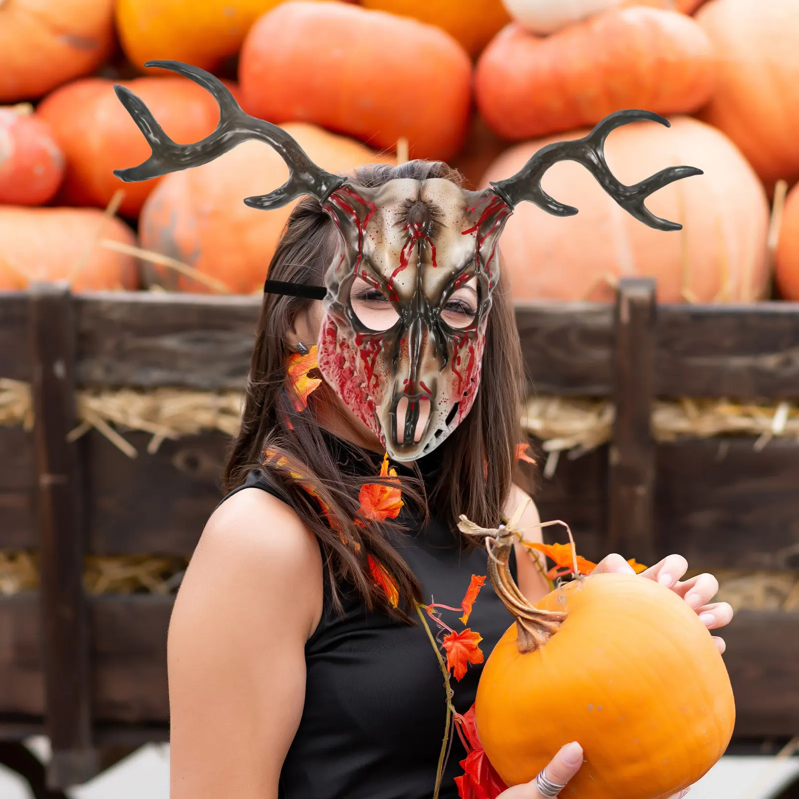 

Реалистичная маска с рогами для костюма на Хэллоуин, для мужчин и женщин, со съемными рогами оленя, удобная, дышащая, для маскарада и ролевых игр