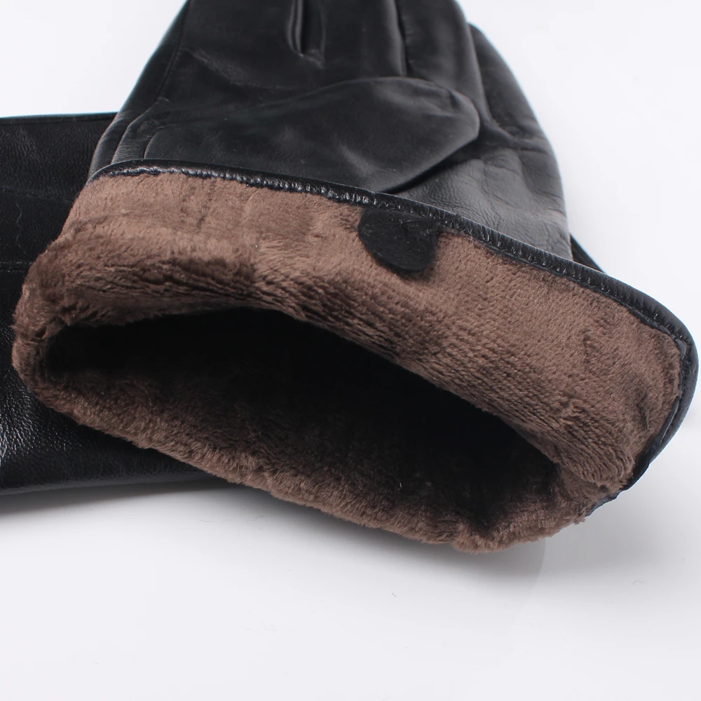 GOURS Winter Real Leather Gloves Men Black Genuine Goatskin Gloves Fleece Lined Warm Fashion Driving Mittens New Arrival GSM043