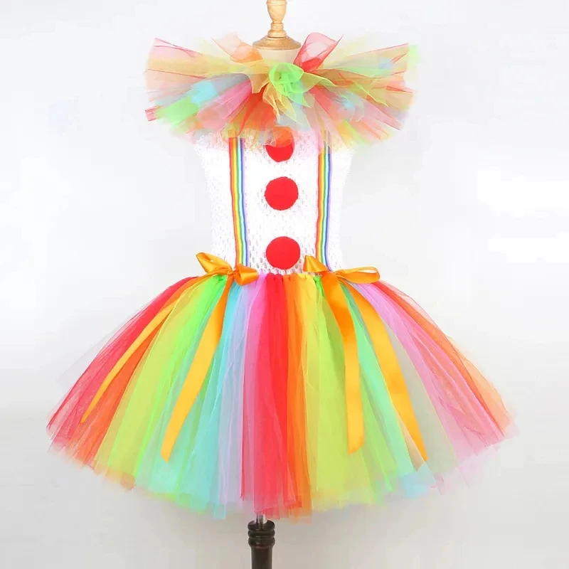 Disfraz de payaso payaso callejero divertido EURO Fantasia para niñas, vestido tutú de dibujos animados para escenario, disfraz de 6 a 14 años para Halloween y carnaval