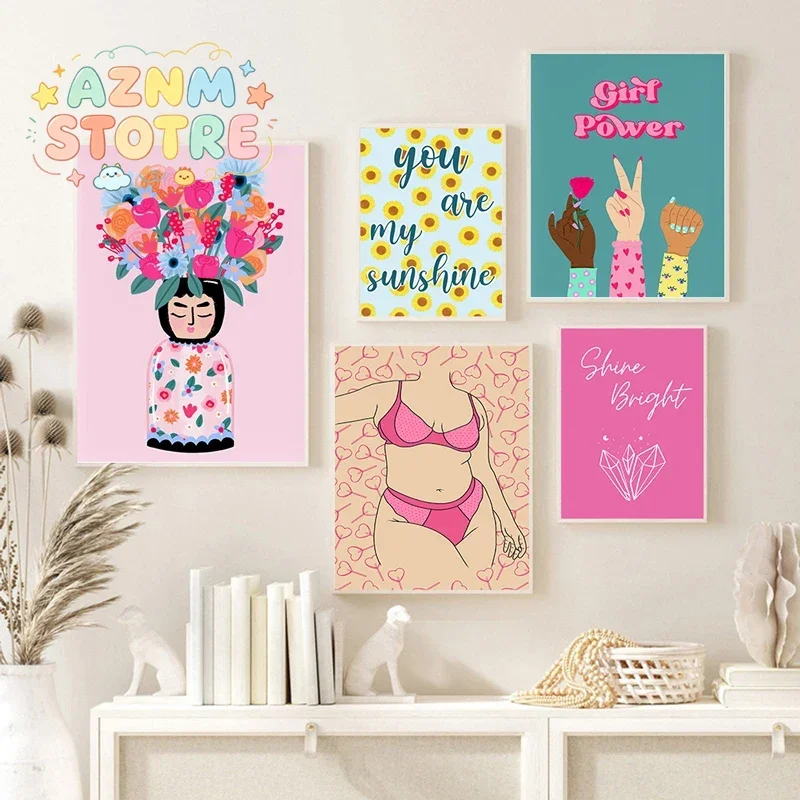 Feminist Girl Power Inspirational Quote Wall Art Canvas Painting Nordic Posters and Prints Wall Pictures for Living Room Deco