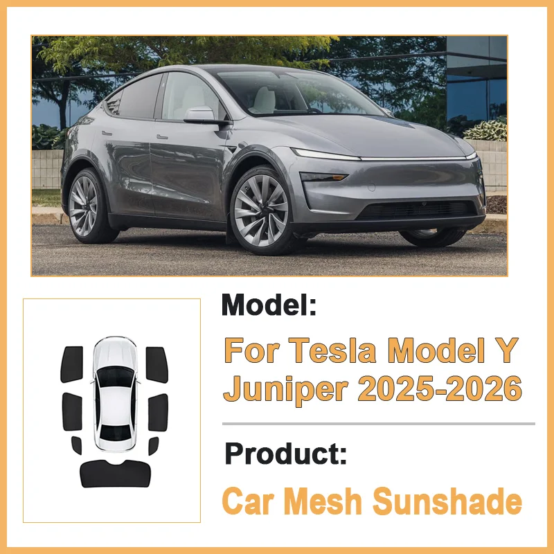 

Солнцезащитная сетка для автомобиля Tesla Model Y Juniper, аксессуары 2026 2025, защитная шторка на лобовое стекло, накидка на окно, защита от комаров, солнцезащитные шторки