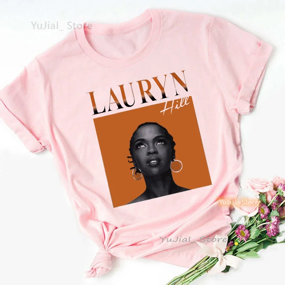 

Cool Rainbow Lauryn Hill Print Pink T Shirt Women Fugees Music Hip Hop T-Shirt Female Aesthetic Clothes Summer Tops Tee Shirt