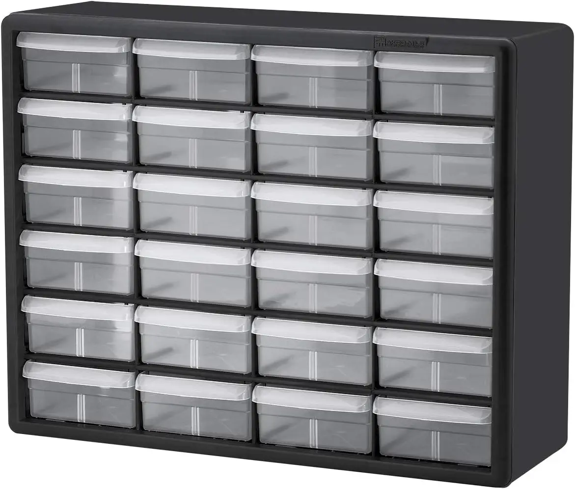 

24-Drawer Plastic Storage Cabinet for Garage, Bead Organizer, Teacher Toolbox, 20"W x 6"D x 16"H