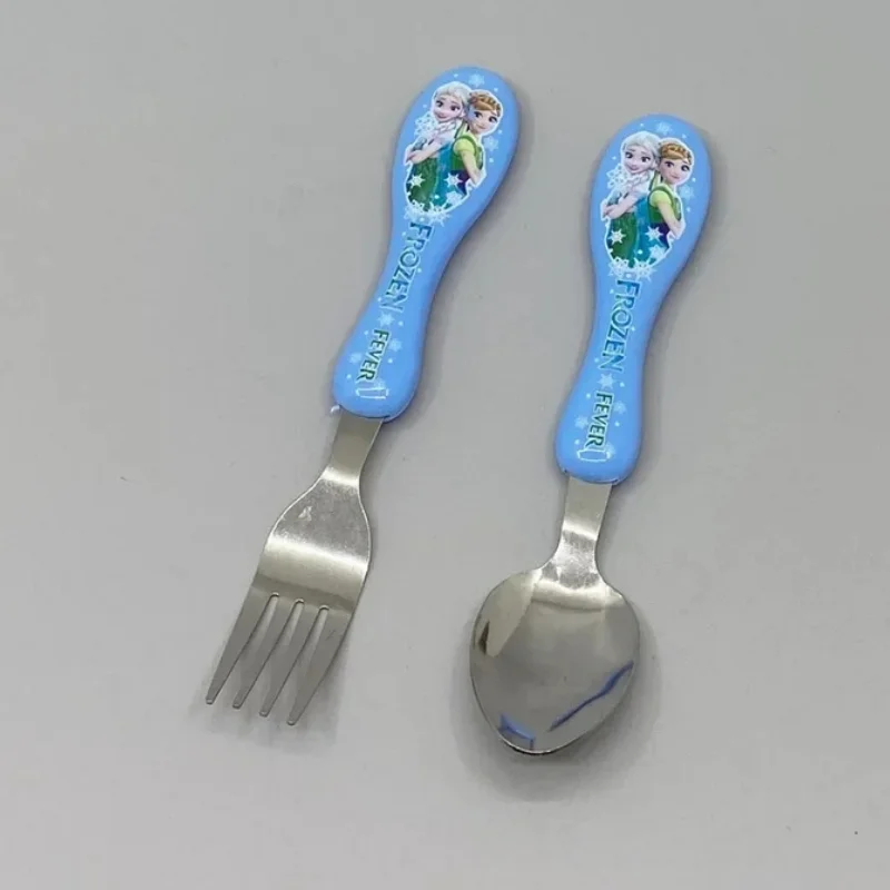 شخصيات كرتونية للأميرة آنا إلسا للأطفال في المدرسة المنزلية والغداء من الفولاذ المقاوم للصدأ وأدوات المائدة والملاعق