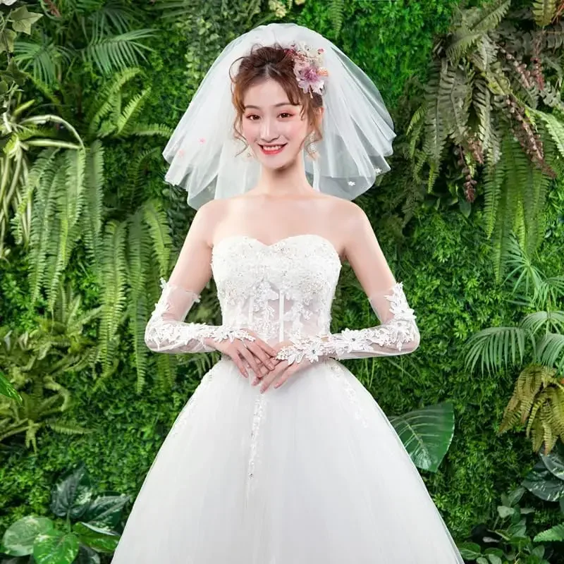 قفازات دانتيل بيضاء للنساء قفازات دانتيل بدون أصابع لحفلات الشاي وحفلات الزفاف