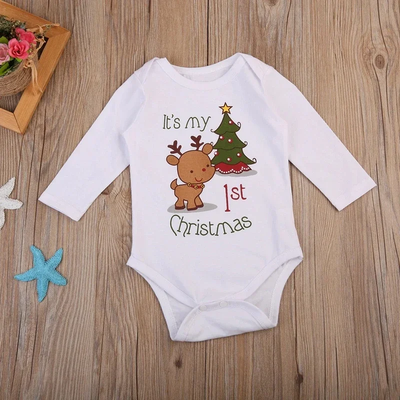 Christmas Baby  Newborn Baby Girls Boy Long Sleeve Cartoon Winter Romper My First Christmas Jumpsuit Outfit Clothes 0-24M