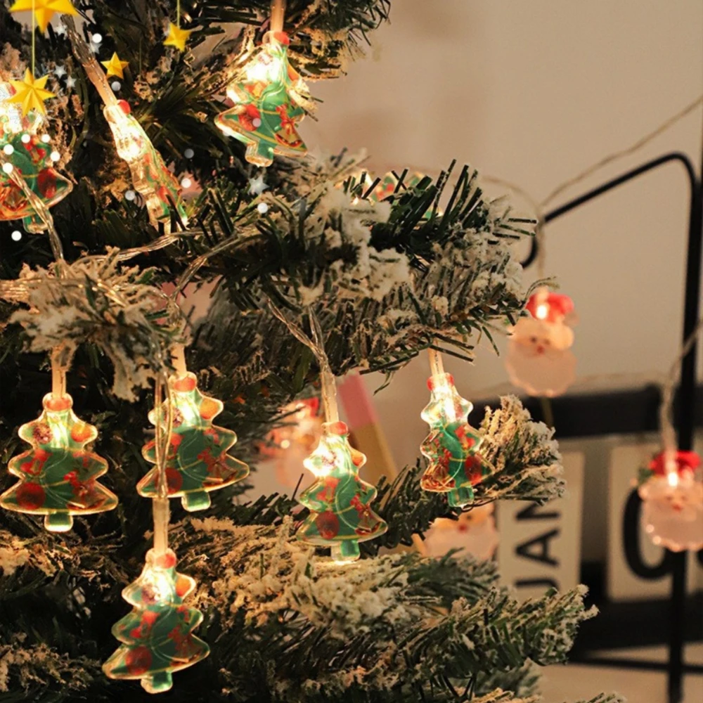 Luci natalizie a forma di Babbo Natale/pupazzo di neve/albero di Natale Ghirlanda a batteria Lucine a LED per decorazioni natalizie di Capodanno