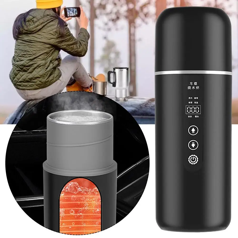 Car Electric Kettle Smart Temperature Control 37-50°C Adjustable Auto Keep Warm SUS304 Steel Baby Milk Coffee Tea Travel