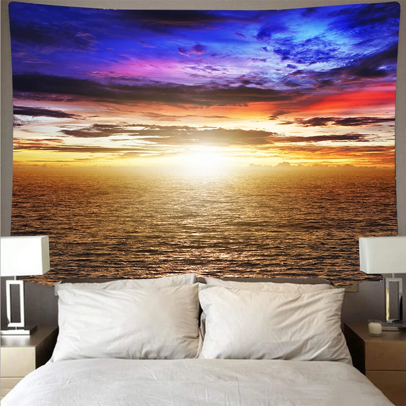 Aqua Sea Home Decor Tapestry Endless Sea Bedroom Living Room Backdrop Decor Home Decor Aesthetics Kids Room Decor