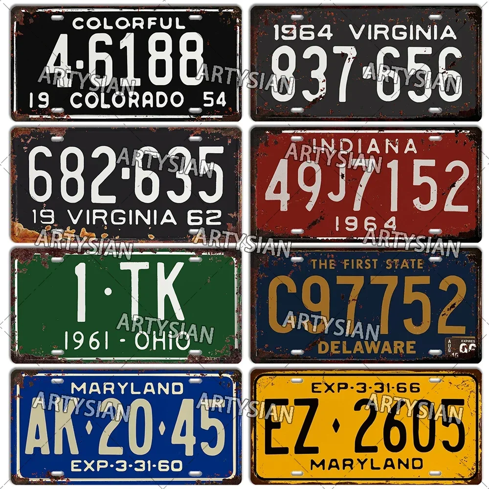 US Vintage Metal Plaque Maryland Colorado Virginia Rhode Island Montana Mississippi Alabama Vehicle Number Plate Metal Sign