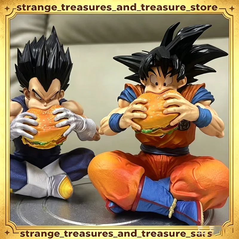 Neue Jt Dragon Ball Son Goku Vegeta Figur beim Hamburger essen in sitzender Pose PVC-Statue Desktop-Dekoration Sammlerstück Geschenk Spielzeug